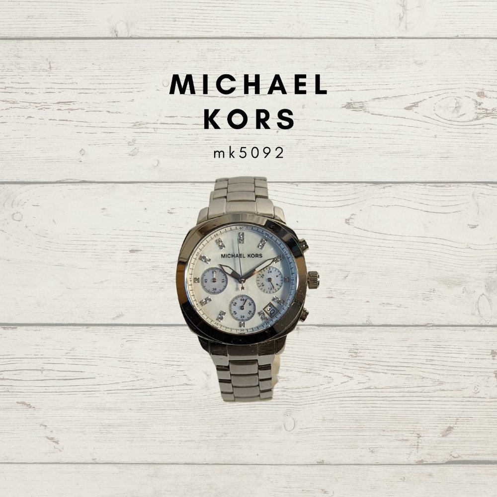 Michael Kors MK5092 Women's Silver Stainless Steel Glitz Chronograph Watch